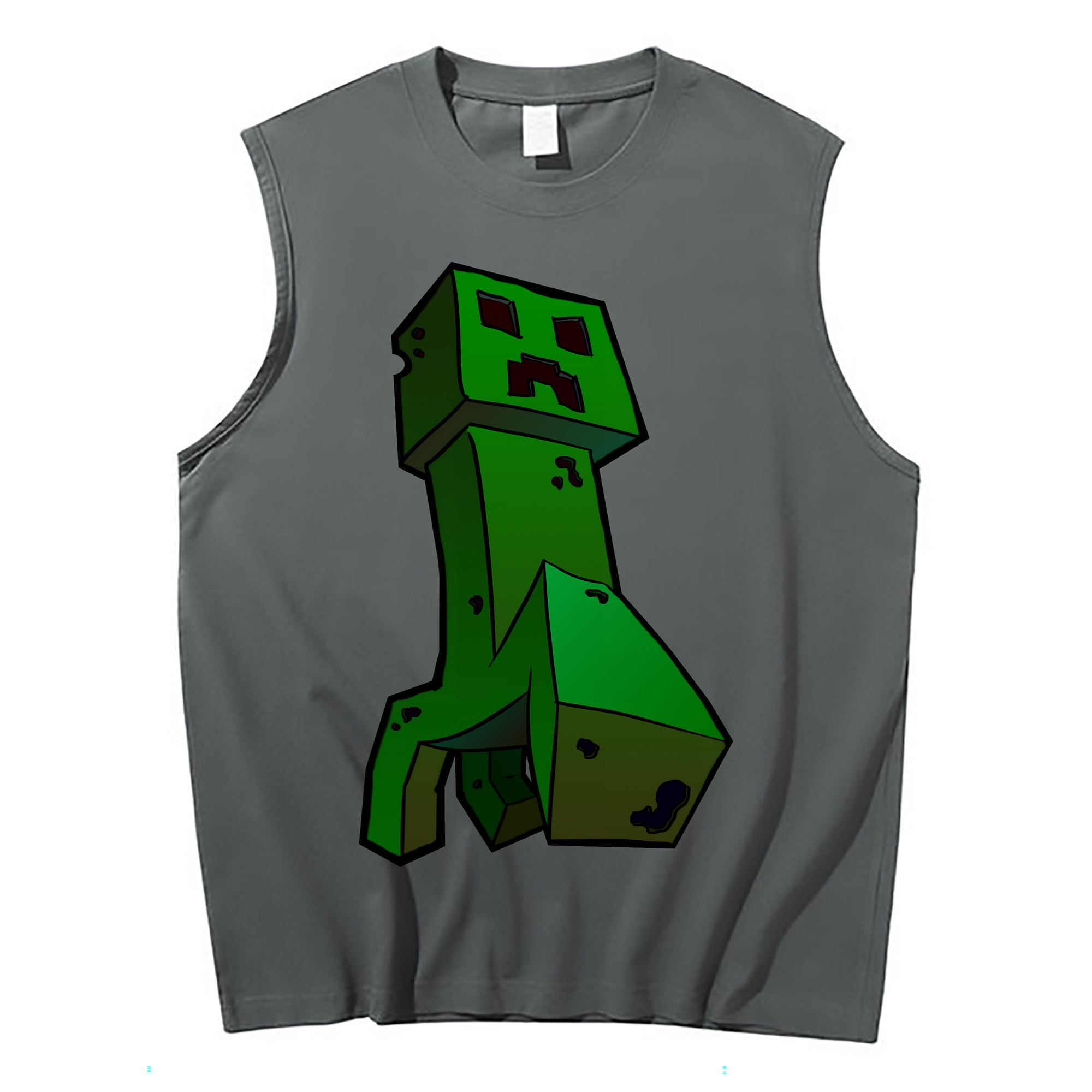 （画像用） マインクラフト ブロックの世界 Minecraft MC Block world コットン100％タンクトップ（フロントプリント）